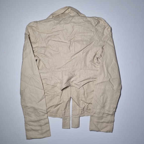 Diesel Womens Bomber Jacket Small UK 8 Creame Designer Biker Vintage Sparkles. - Picture 5 of 9